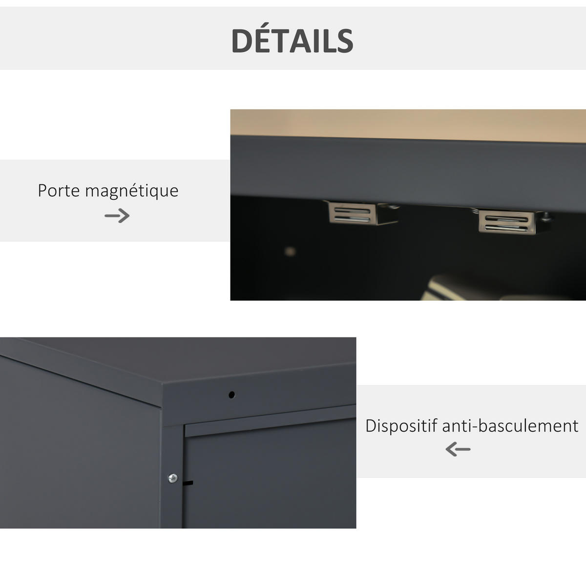 AKTENSCHRANK DE-14410 2 Türen mit verstellbaren Böden Grau - Grau, Metall (33/110/75cm) - ComfortXL