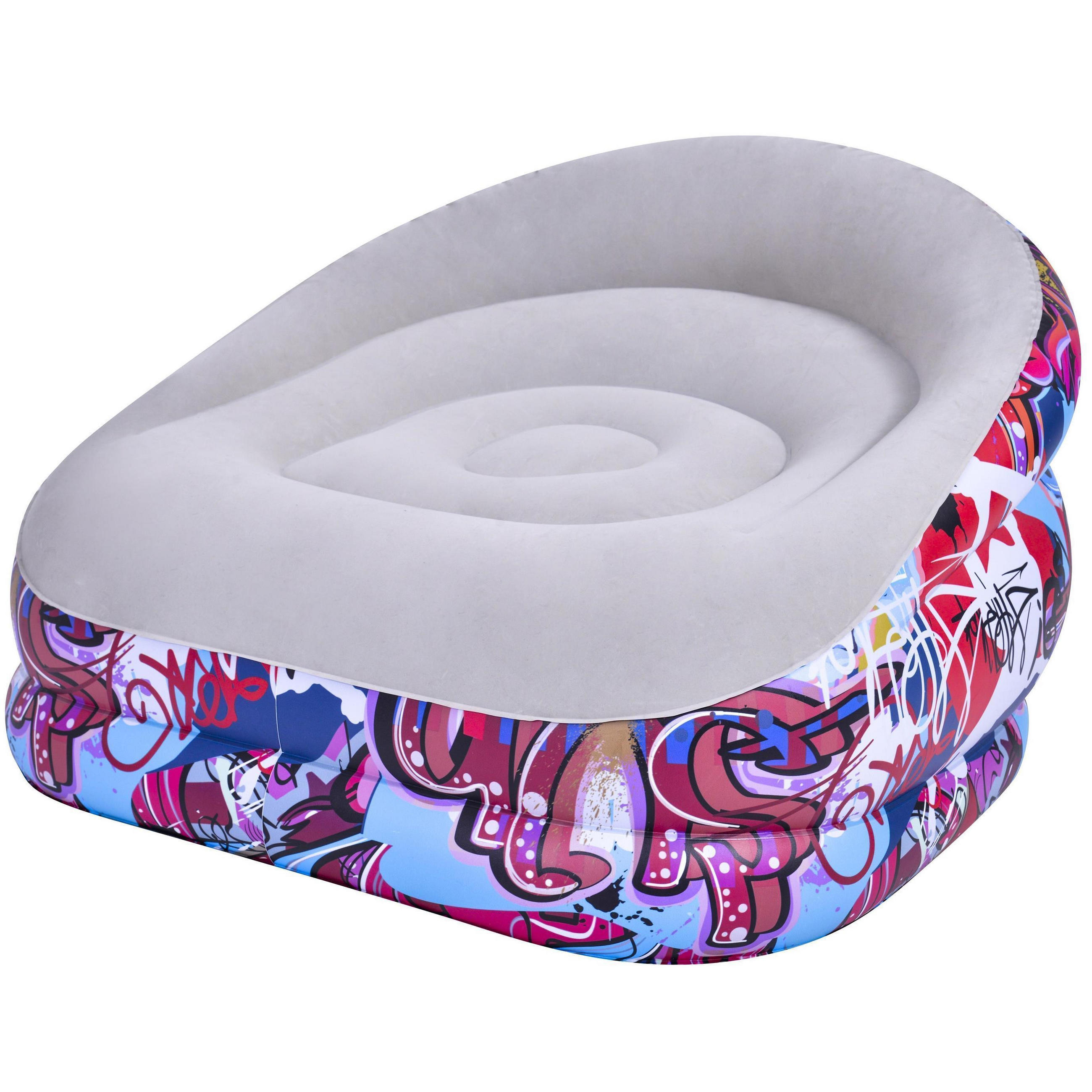 LUFTSESSEL aufblasbarer Sessel im Graffiti-Design 105 x 98 x 65 cm ohne Pumpe - Grau, Kunststoff (98/65/105cm) - Avenli