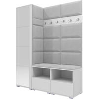 GARDEROBEN-SET Nela II mit Spiegel 150/187/40 - Silberfarben/Weiß, Holzwerkstoff/Kunststoff (150/187/40cm)