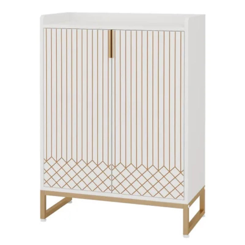 SCHUHSCHRANK Weiß Gold 73/35/105 cm - Goldfarben, Metall (73/105/35cm) - PANGIVO