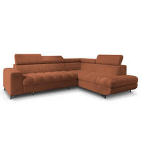 ECKSOFA MORIVA Q R-S Orange Boucle-Stoff mit Schlaffunktion - Orange, Holzwerkstoff/Textil (253/190cm) - MASSENO