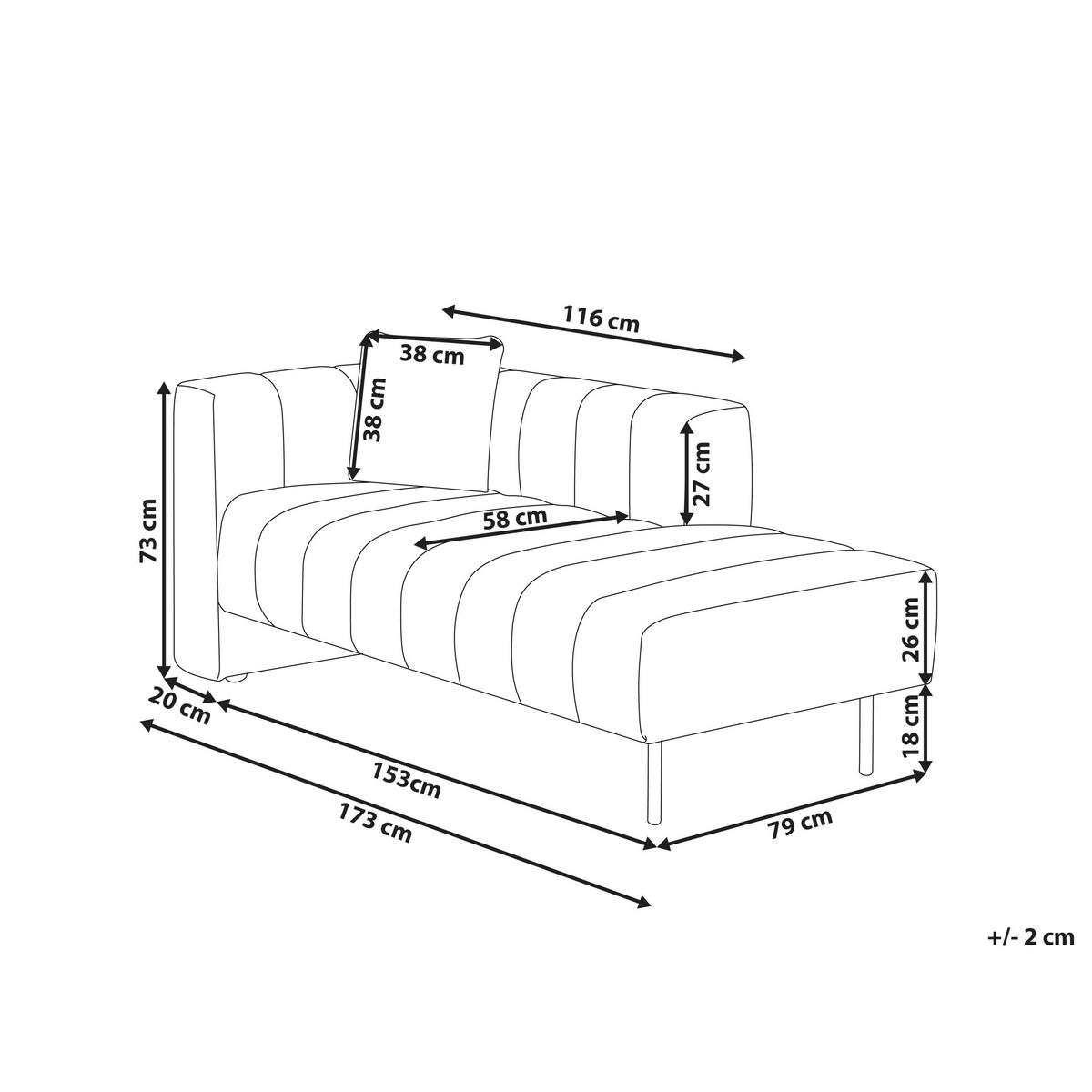 CHAISELONGUE-LINKSSEITIGE Stoff Rosa Lannils - Pink/Schwarz, Textil (173/73/79cm) - Beliani