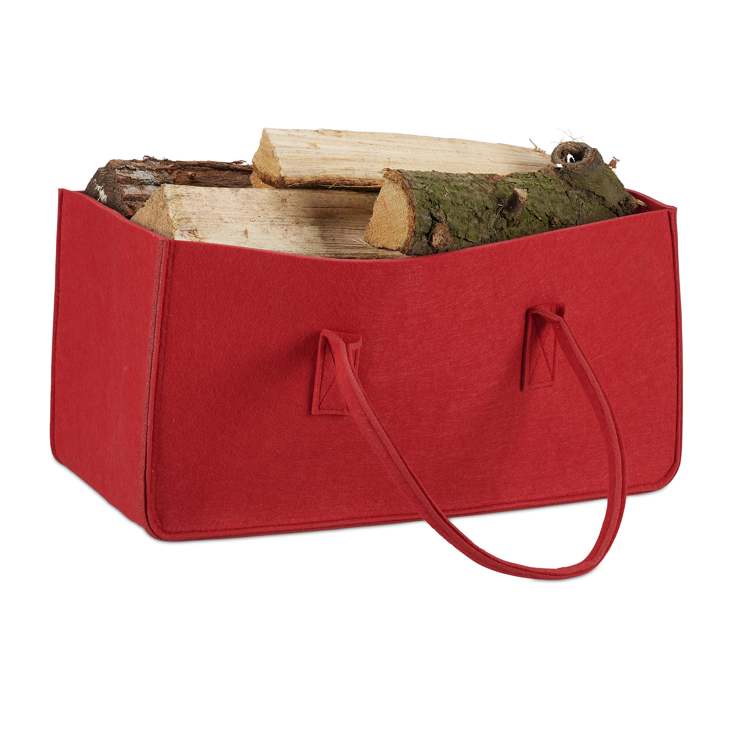 KAMINHOLZTASCHE - Rot, Textil (25/25/50cm) - Relaxdays