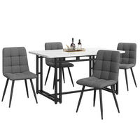 ESSGRUPPE Esstisch 4 Stühle Schwarz Grau 140x80cm - Multicolor, Naturmaterialen (140/74/80cm) - FLIEKS