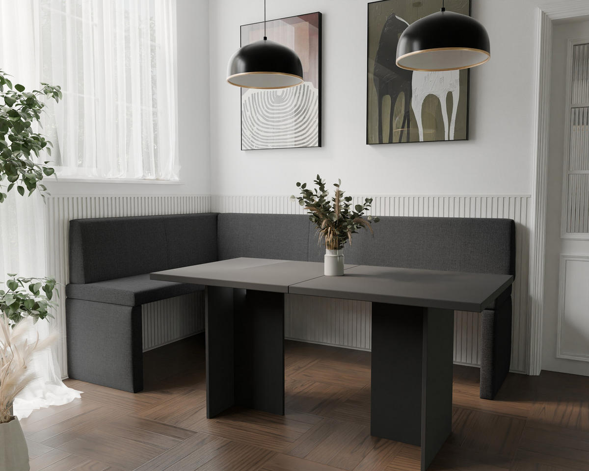 ECKBANK links OWEN Webstoff, 128/168 cm Anthrazit - Anthrazit, Holz/Textil (128/168cm) - Idohome