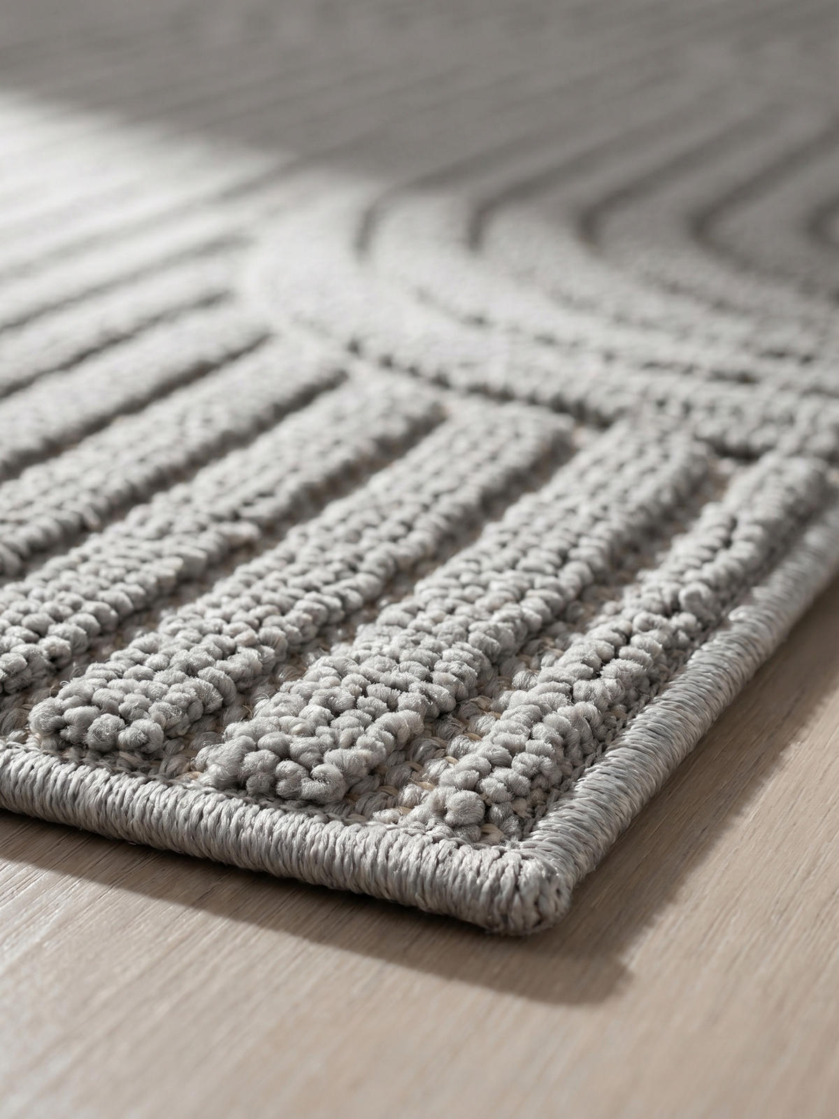 TEPPICH Flachgewebe LANGAU in Silber, mit geometrischen Bögen, 80 x 150 cm - Silberfarben, Textil (150/80cm) - KADIMA DESIGN
