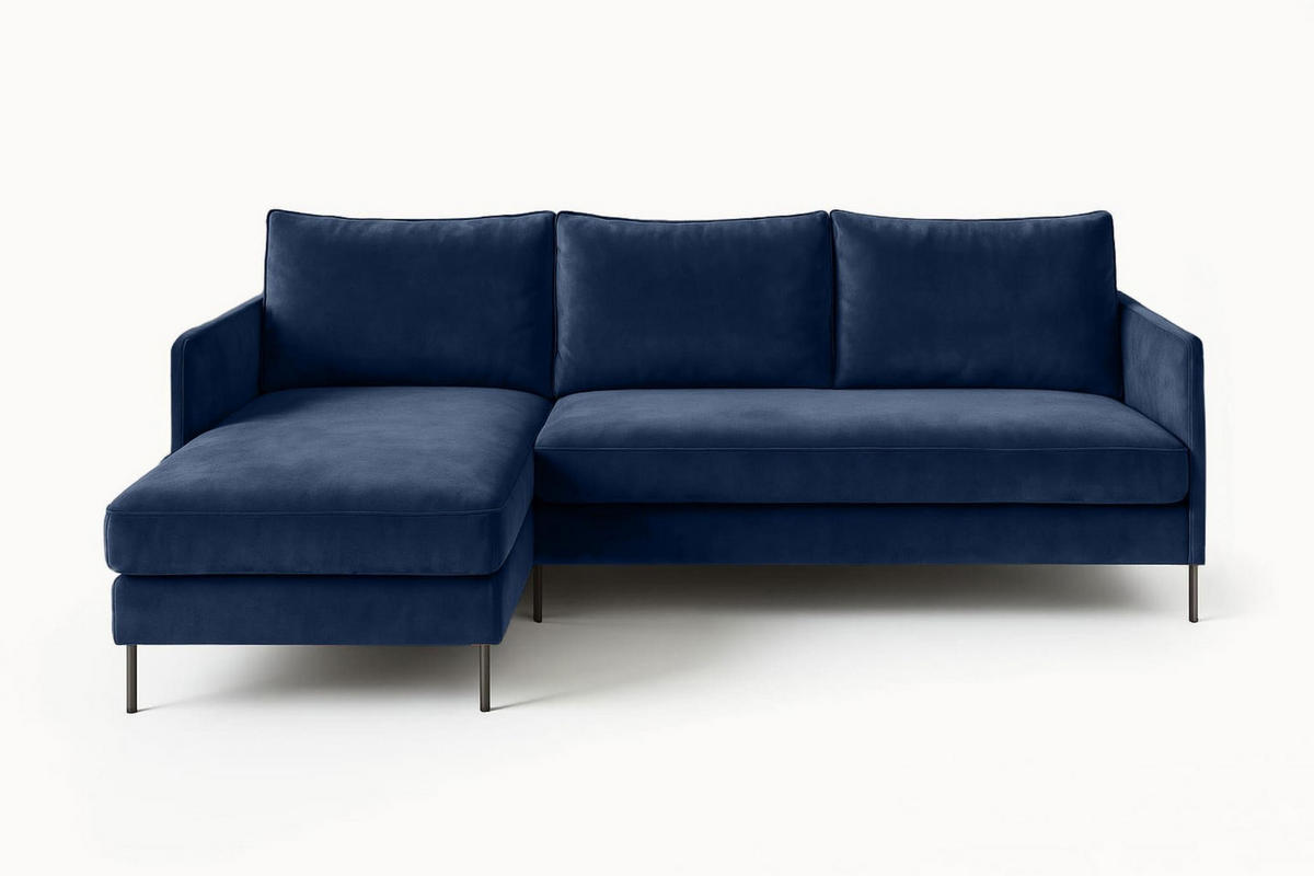 ECKSOFA Belis, Dunkelblau, Sofa mit Schlaffunktion - Dunkelblau, Holzwerkstoff/Textil (216/155cm) - Bettso