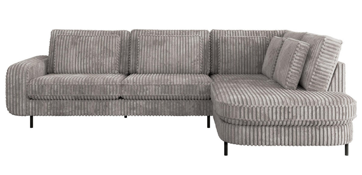 ROHOVÁ SEDAČKA CALENO L - Světle šedá Manšestr - Levá Strana - černá/světle šedá, kov/textil (317/225cm) - MKS