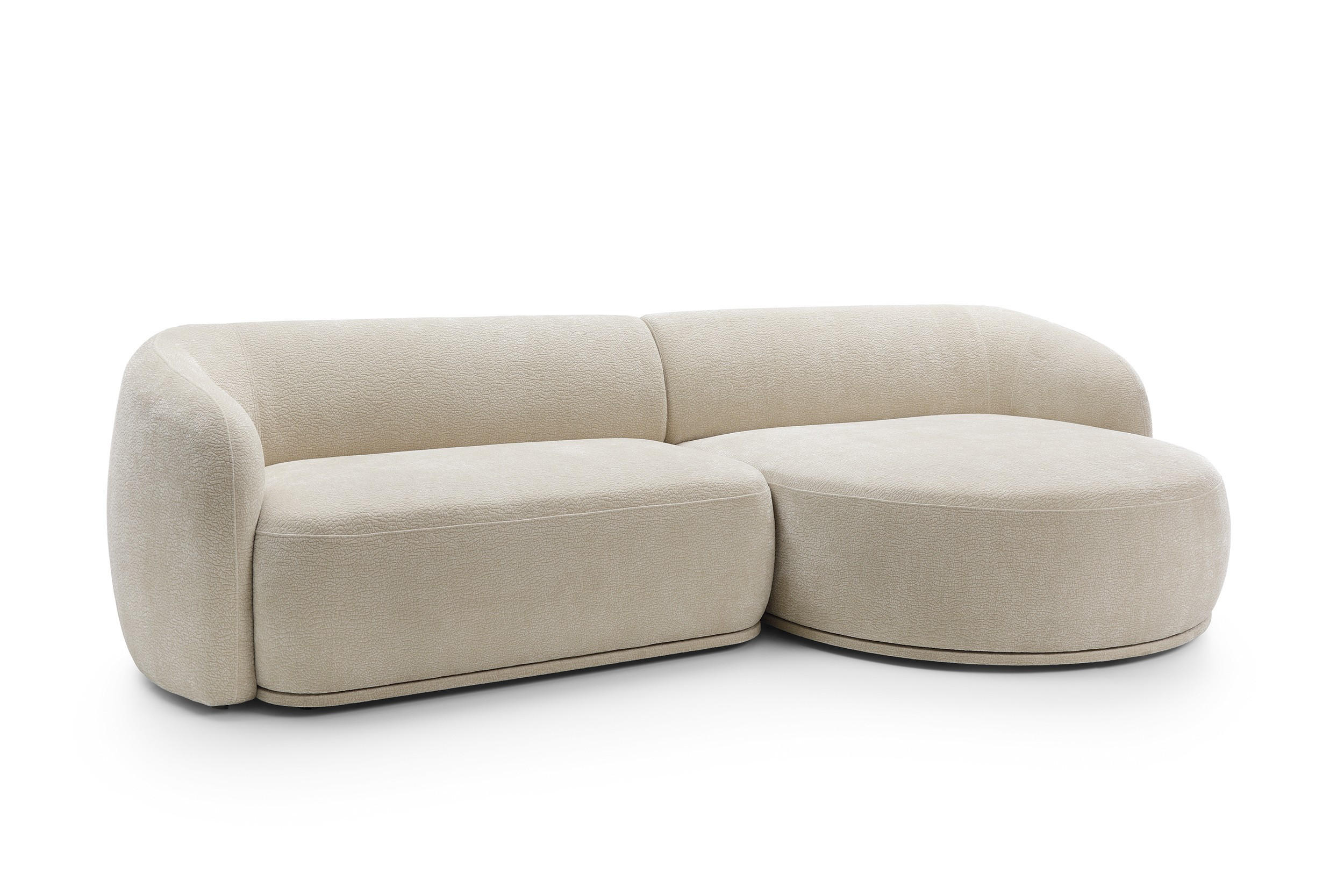 ECKSOFA Nobis Beige, Modulares Sofa mit abgerundeter Seite, rechte seite - Beige, Holzwerkstoff/Textil (288/147cm) - Bettso