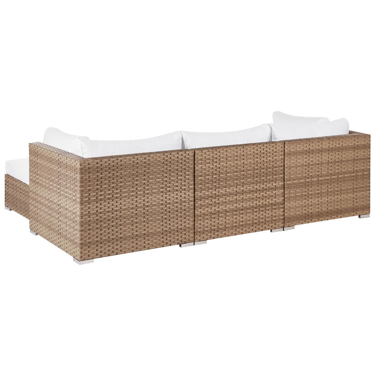 LOUNGE-SET 4-Sitzer Naturfarben Sano - Weiß/Naturfarben, Kunststoff - Beliani