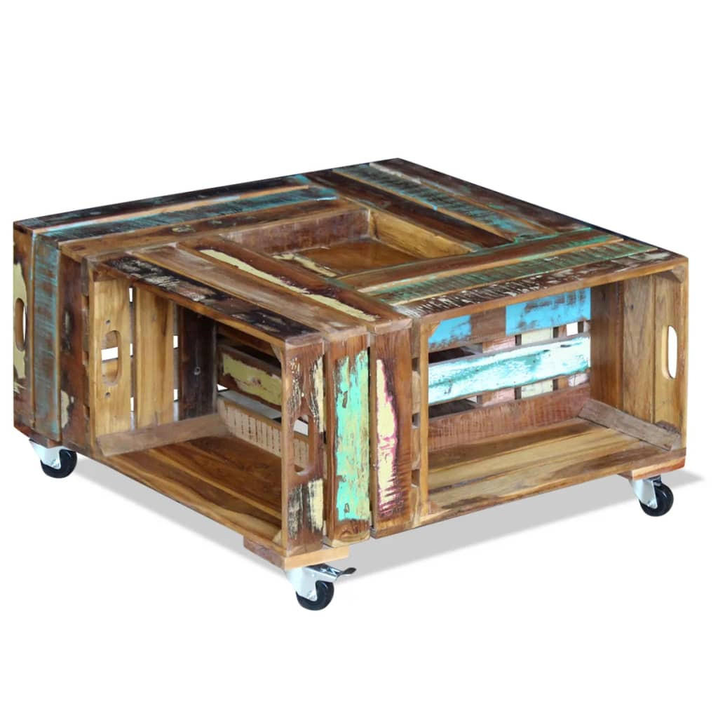 COUCHTISCH Altholz Massiv 70x70x35 cm - Multicolor, Holz (70/70/35cm) - furnicato