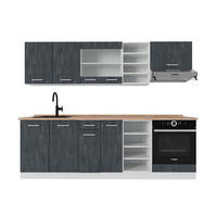 KÜCHENZEILE R-Line Schwarz Beton/Weiß 240 cm AP Eiche - Schwarz/Weiß, Holzwerkstoff (240/81.6/60cm) - Vicco