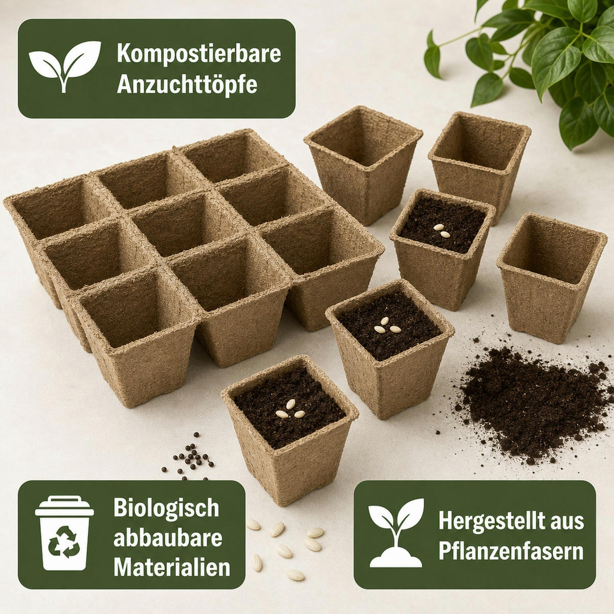 ANZUCHTPLATTEN - Braun, Naturmaterialien (15cm) - KLASEBO
