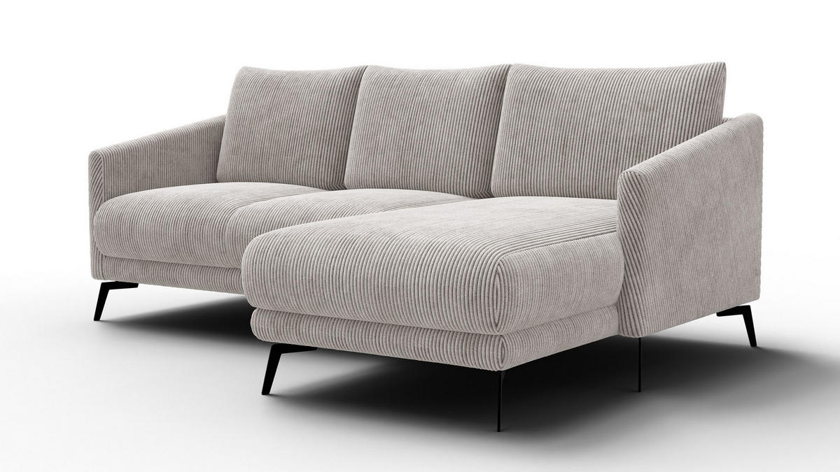 ECKSOFA VILT 3-Sitzer, perlweiß - Schwarz/Weiß, Holzwerkstoff/Textil (221/156cm) - Courtois Laville