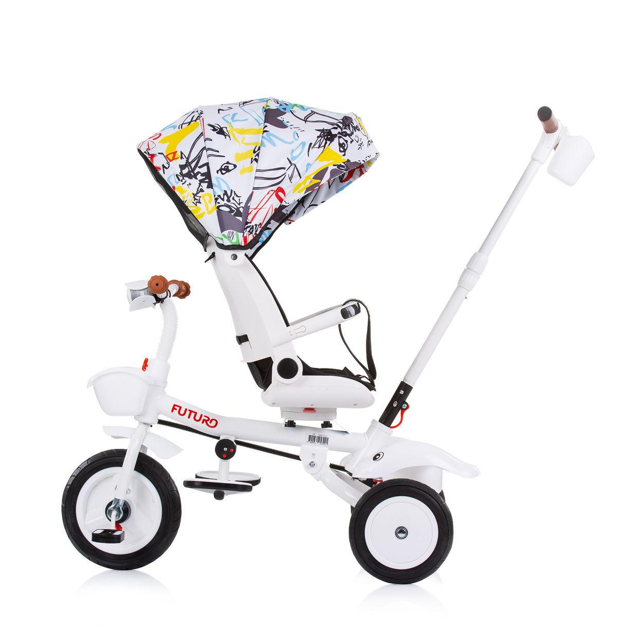 DREIRAD Futuro 2 in 1 faltbar bunt Becherhalter, Musik, Licht, Gummiräder - Multicolor, Metall (90/50/95cm) - Chipolino