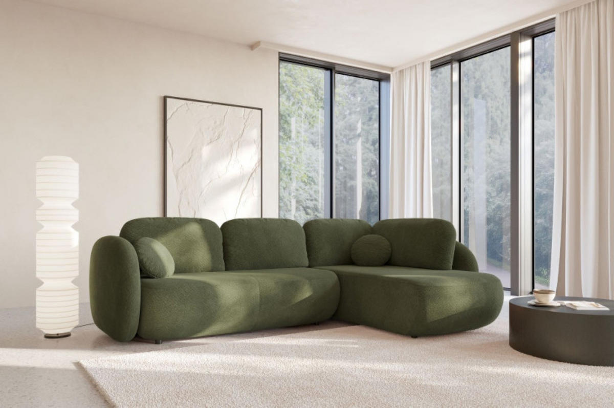 ECKSOFA Grün OLIVIO II Ausziehbar Rechts - Grün, Textil (190/289cm) - Sepro Meble