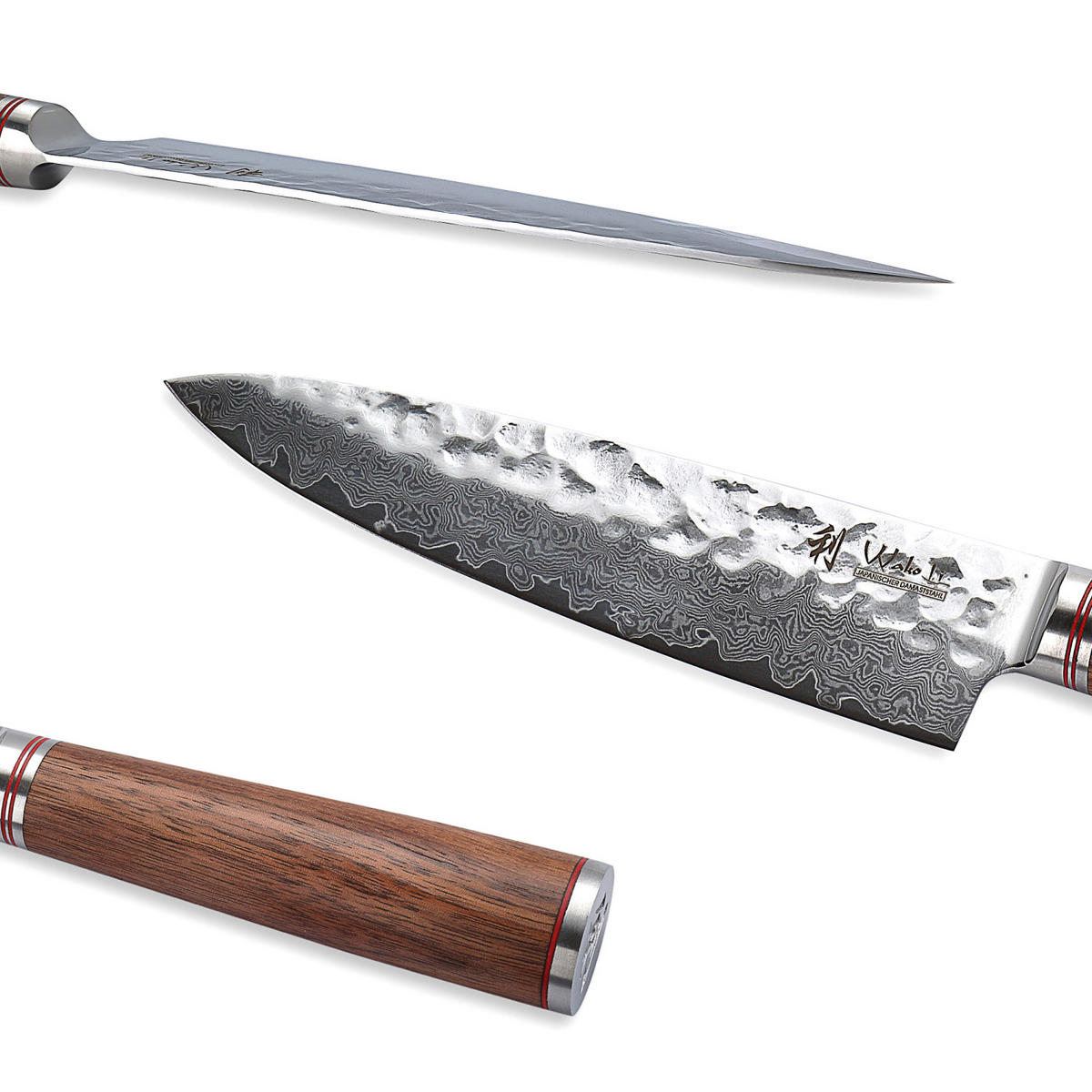 CHEFMESSER Nussbaum Serie Damast - Braun, Metall (34cm) - Wakoli