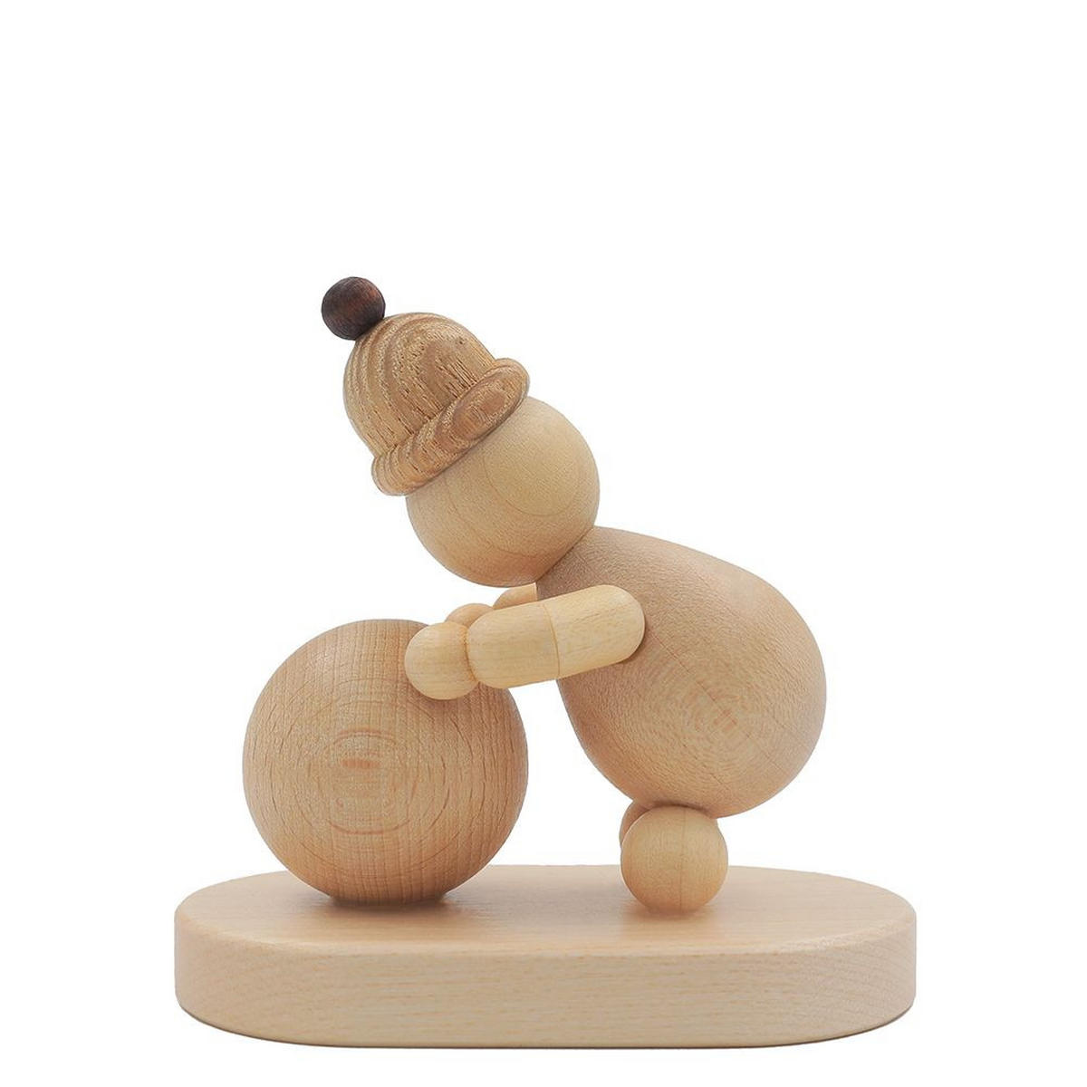 HOLZFIGUR Schneemann Junior mit Schneekugel unten auf Sockel 9 cm - Multicolor, Holz (9/1/0.1cm)