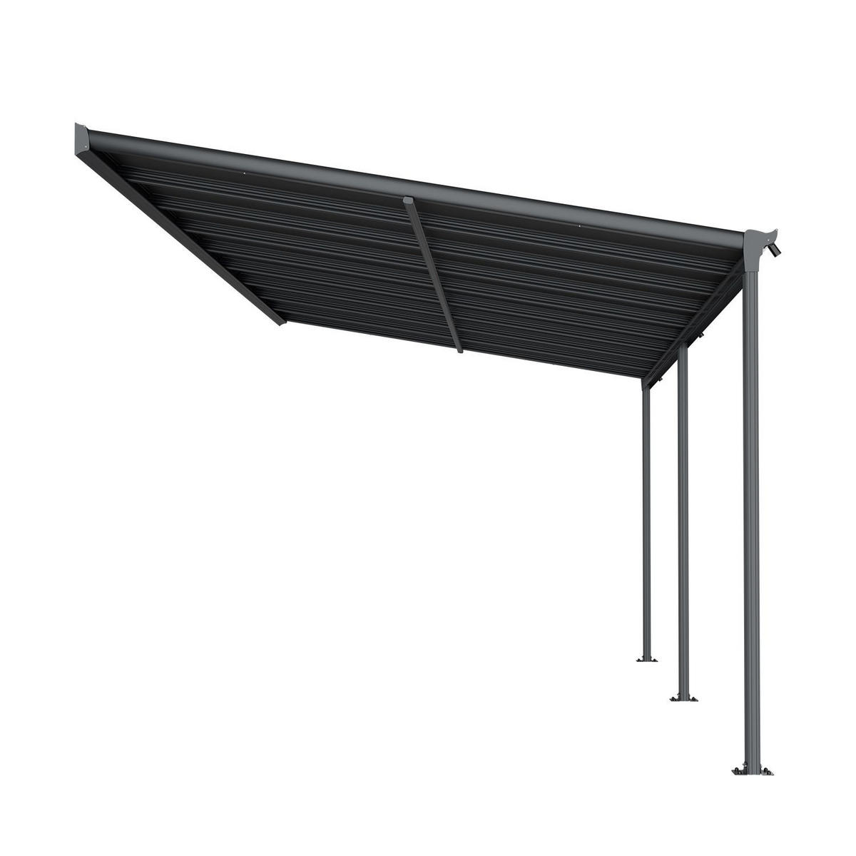 TERRASSENDACH Borneo Aluminium 5,5x3m dunkelgrau - Dunkelgrau, Metall (557/278/303cm) - Juskys