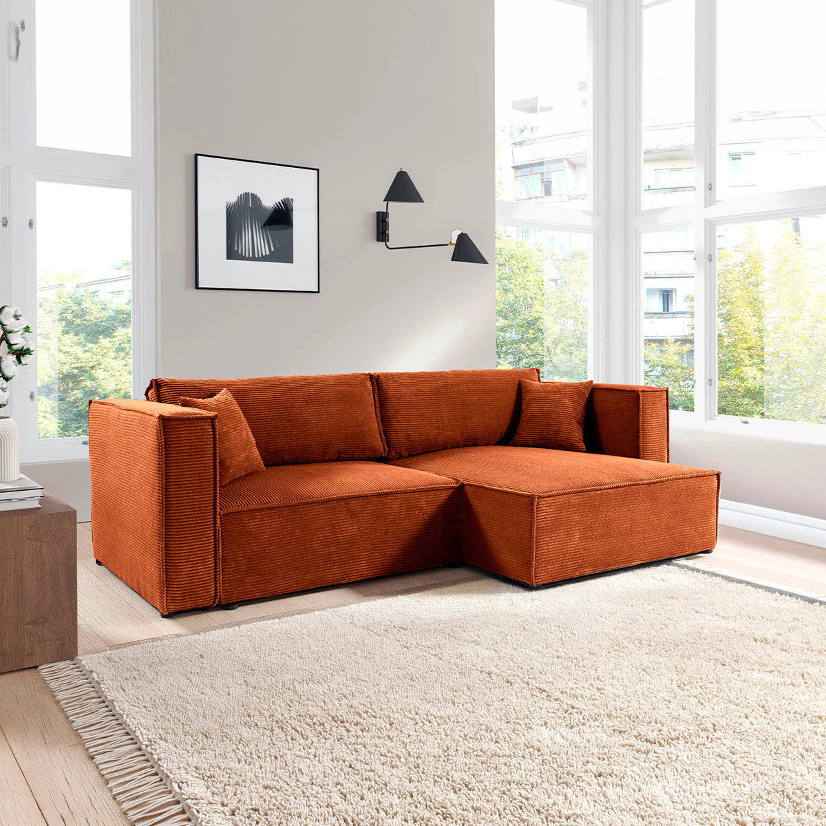 SOFA Jimmy 3 Sitzplätze Terracotta - Orange, Holz (245/77/148cm) - Petits-meubles