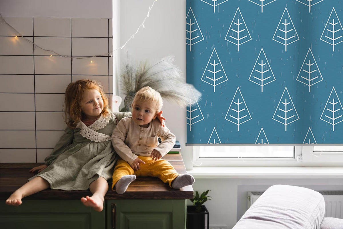 ROLLO LICHTDURCHLÄSSIG 130x140 cm Bäume im Regen - Weiß, Textil (130/140cm) - TULUP