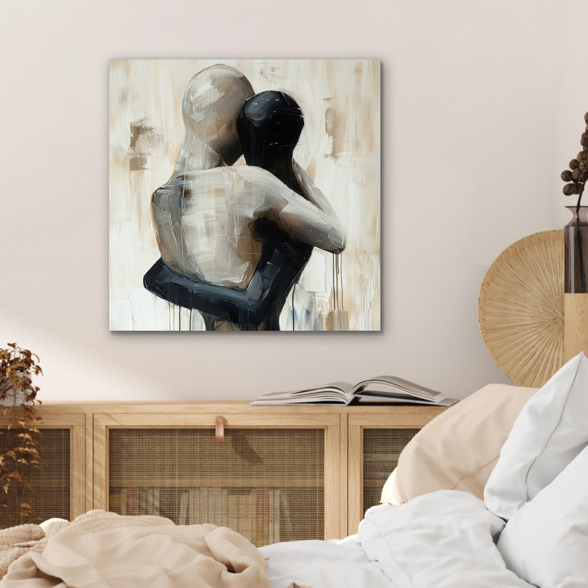 KOVOVÝ OBRAZ Abstraktné - Láska - Čiernobiele - Moderné 50x50 cm - čierna, kov (50/50cm) - MuchoWow