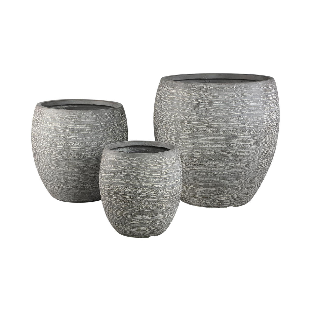 TOPF Giulietta Grau 55/55/54.5cm 3er-Set - Grau, Kunststoff (54.5cm) - PTMD Collection