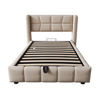 STAURAUMBETT 90/200 cm DE-35515 mit Gaslift-Staufach Beige - Beige, Metall (90/200cm) - ComfortXL