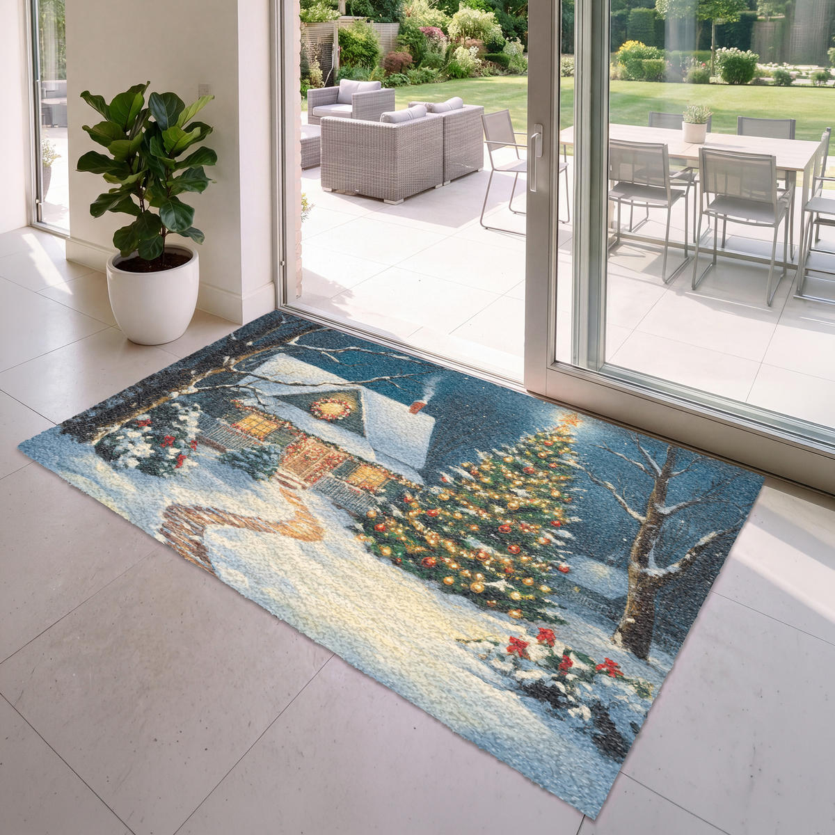 ROHOŽKA Vianoce - Vianočný stromček - Zima - Domov - Sneh 180x120 cm - viacfarebná, plast (180/120cm) - MuchoWow