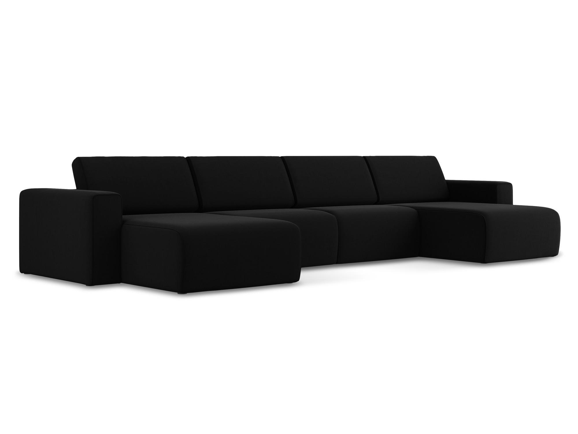 WOHNLANDSCHAFT Samt Stoff Schwarz - Schwarz/Grün, Kunststoff/Textil (404/80/167cm) - Makamii