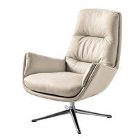 SESSEL mit Kreuzfuß - Chromfarben/Hellgrau, Leder/Metall (83/95/97cm) - home24