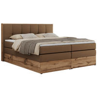 BOXSPRINGBETT ALBERO 1 KING 120/200 Braun Kunstleder - H3 - Braun, Holz/Textil (120/200cm) - MKS
