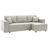 ECKSCHLAFSOFA Neapol mit Bettkasten, 255 cm, Cord-Stoff, Beige - Beige/Schwarz, Textil (256/148cm) - Beautysofa