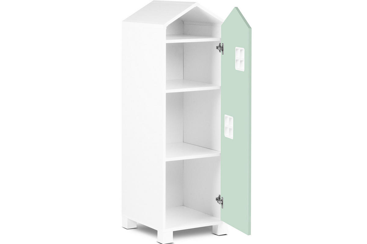 KINDERKLEIDERSCHRANK MIRUM mit 3 Einlegeböden und Türen, Weiß/Hellgrün - Weiß/Hellgrün, Holz (40/145/45cm) - KONSIMO®