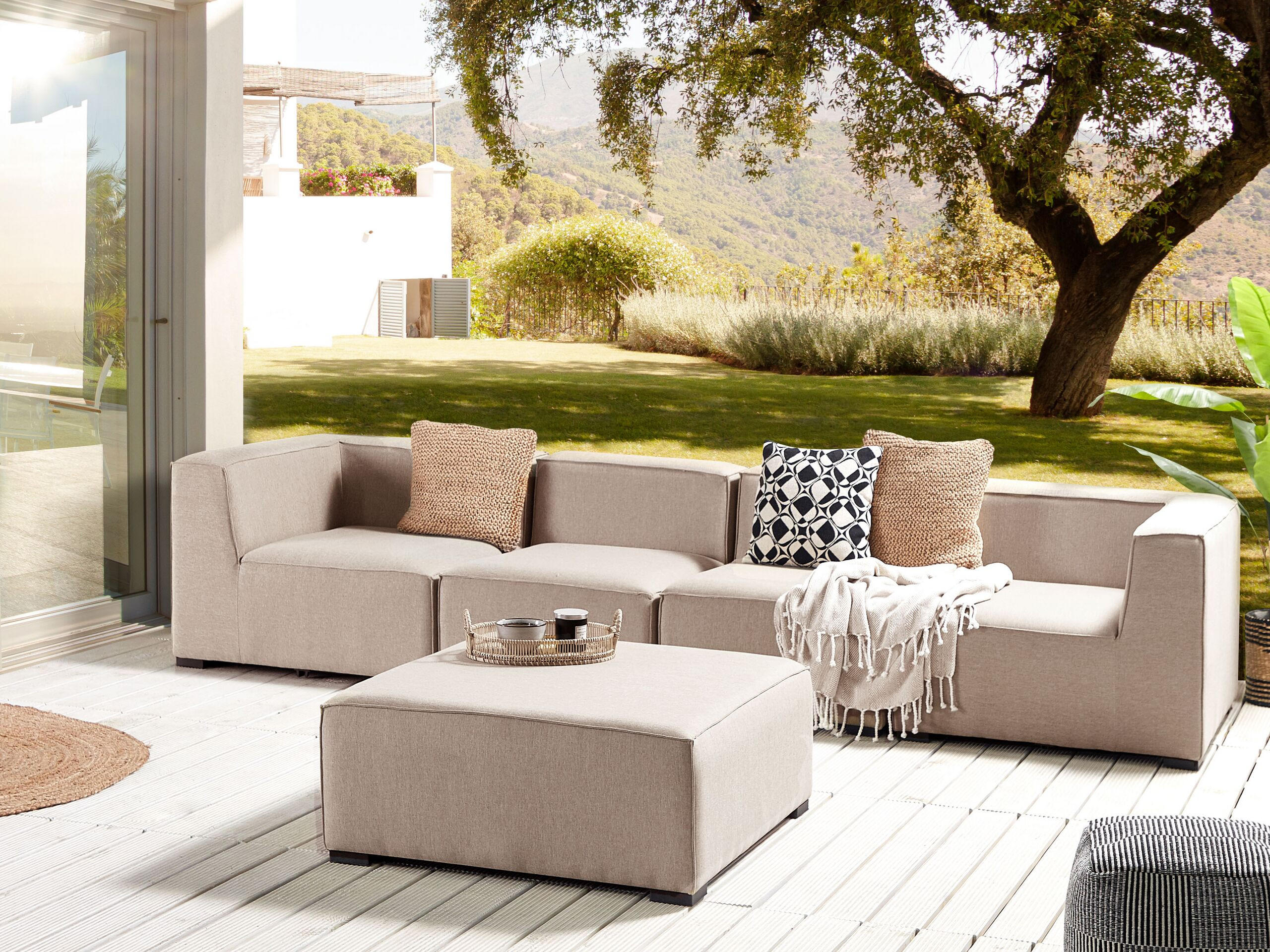 LOUNGE SET 4-Sitzer beige modular Arezzo - Beige, Textil - Beliani