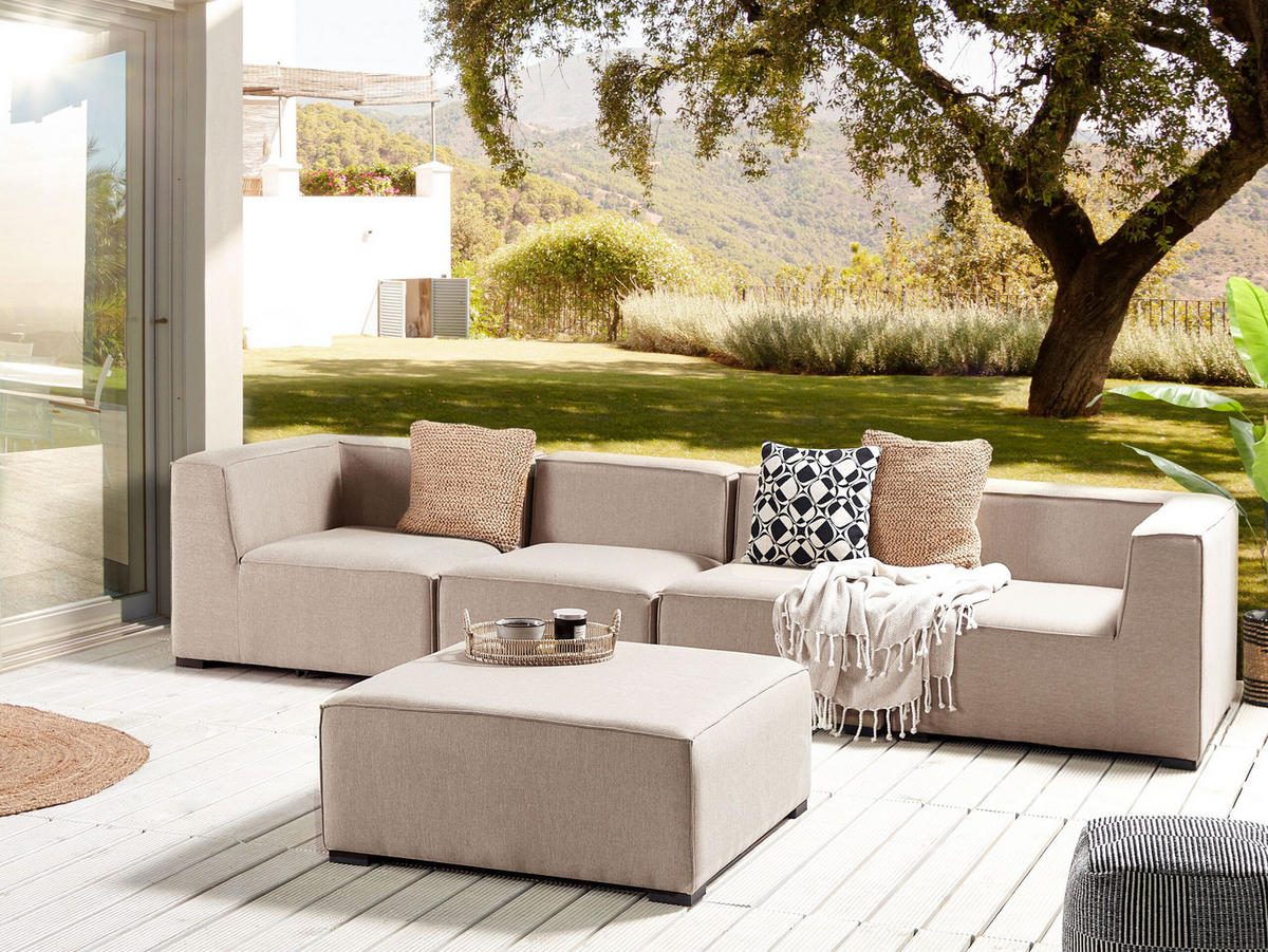 LOUNGE SET 4-Sitzer beige modular Arezzo - Beige, Textil - Beliani