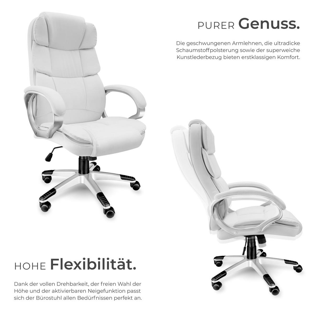 BÜROSTUHL Jonas, einstellbare Wippfunktion, weiß - Weiß, Textil (70/123/71cm) - tectake