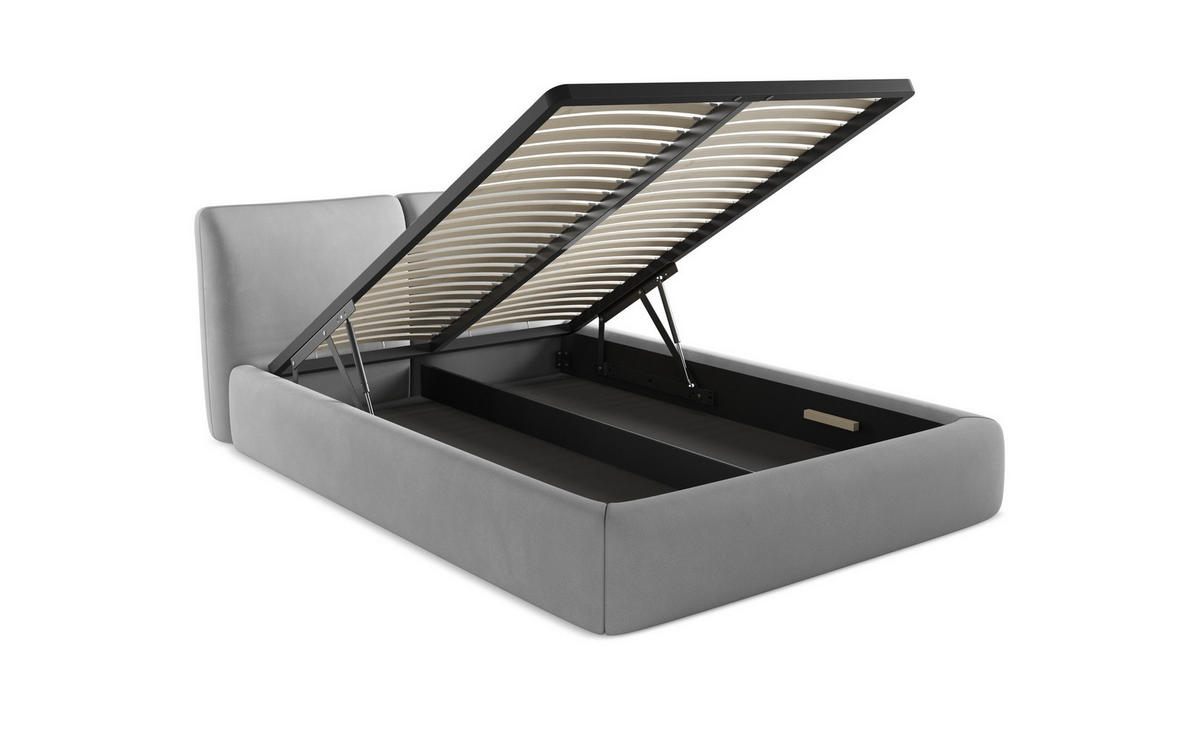 POLSTERBETT mit Bettkasten und Lattenrost 180x228 Schwarz - Schwarz, Kunststoff/Textil (160/200cm) - Makamii