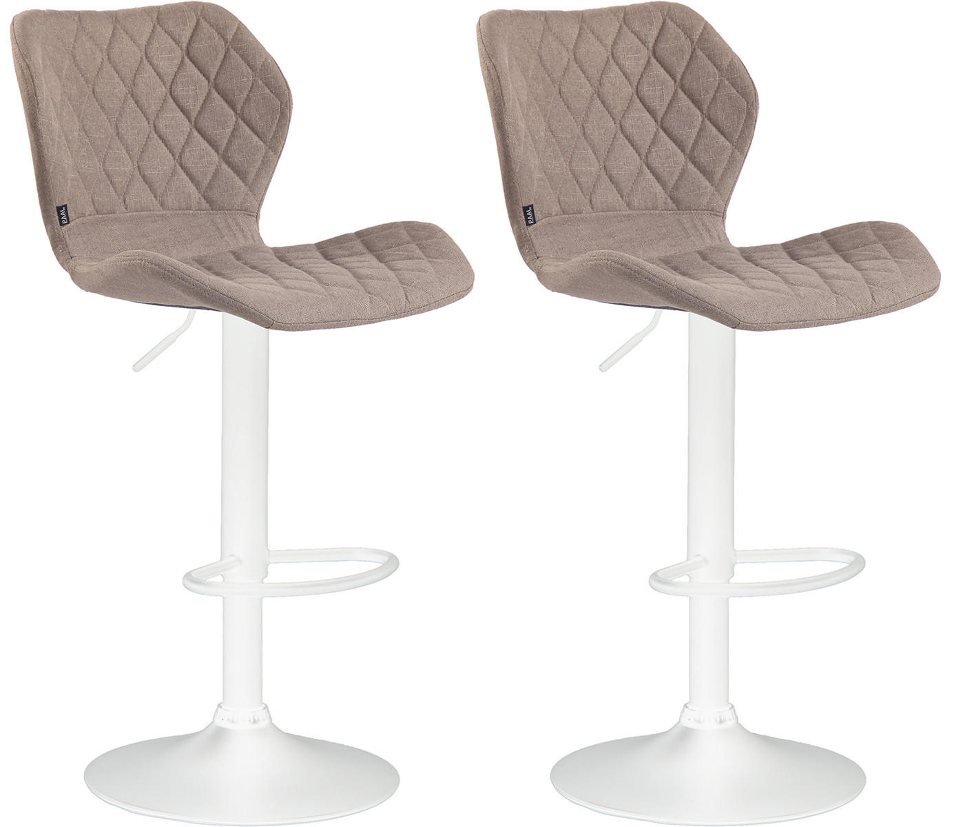 BARHOCKER 2er Set Stoff taupe - Taupe/Weiß, Textil/Metall (47/88/51cm) - CLP