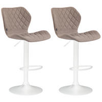 BARHOCKER 2er Set Stoff taupe - Taupe/Weiß, Textil/Metall (47/88/51cm) - CLP