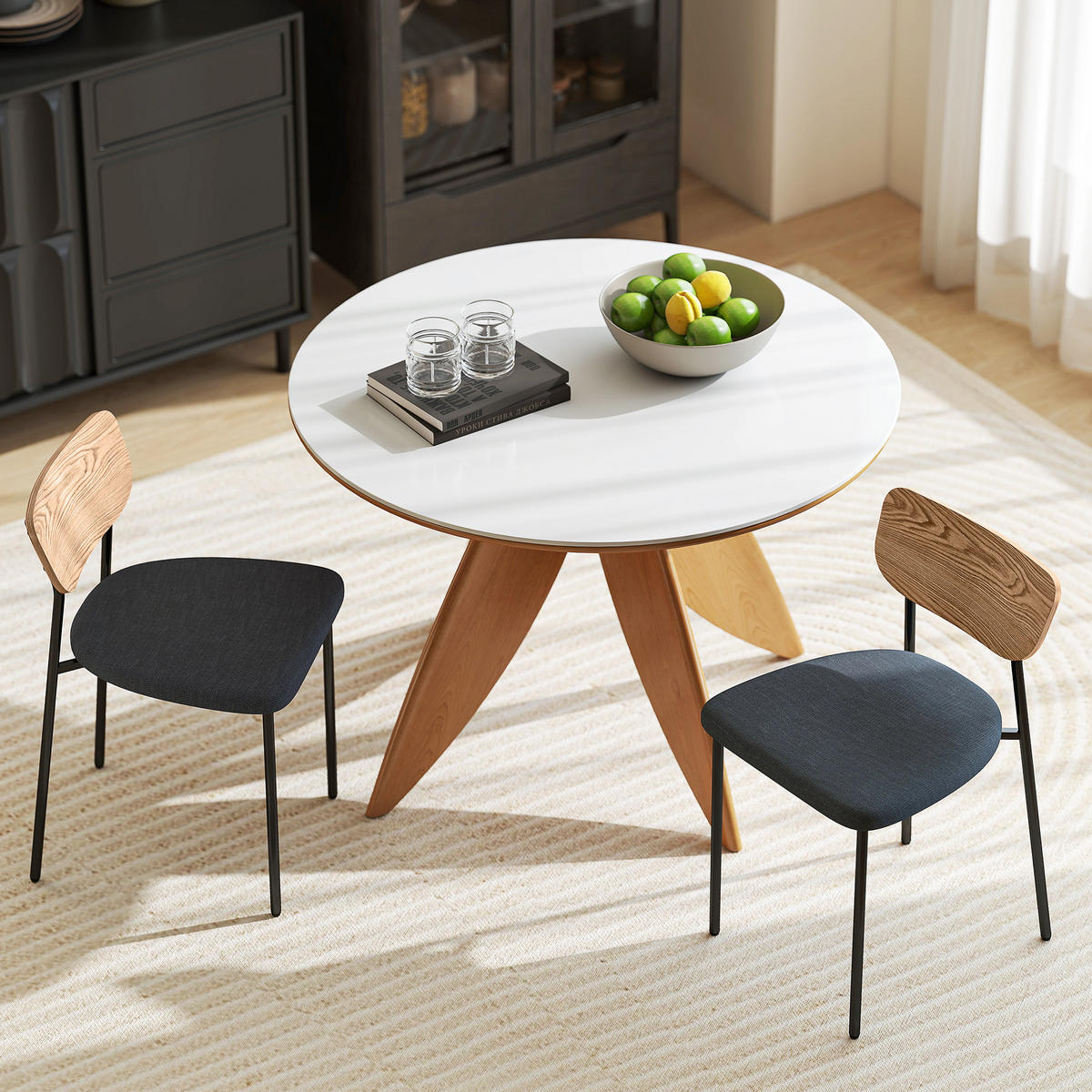 ESSZIMMERSTÜHLE 2er-Set 49L x 45B x 76H cm Grau - Grau, Kunststoff (45/76/49cm) - HOMCOM
