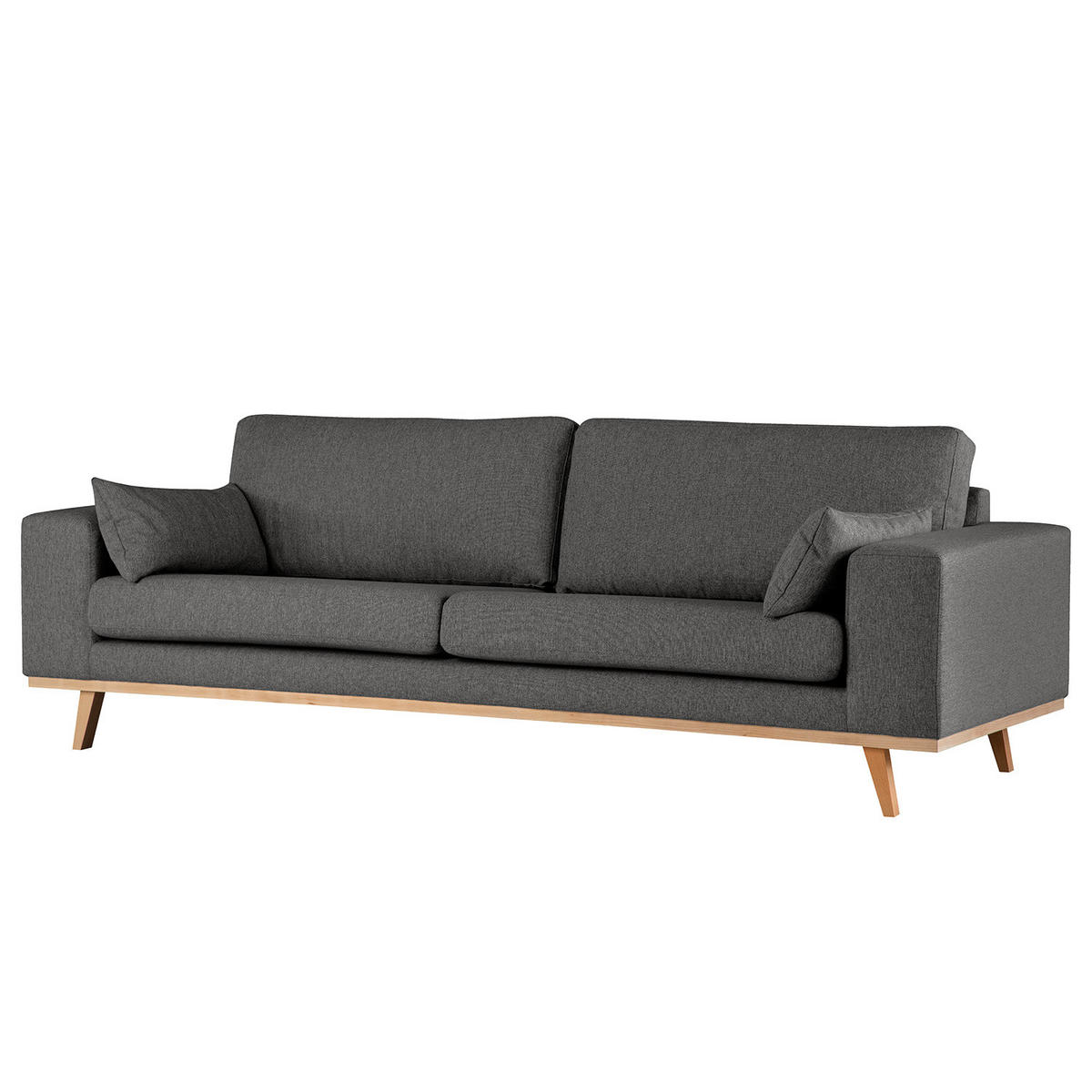 3-SITZER SOFA - Dunkelgrau/Buchefarben, Textil (237/81/88cm) - home24