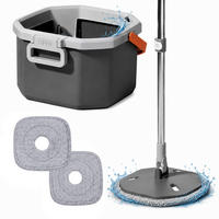MOP Antracit Šedá Oranžová rotační-kbelík 6 l oddělená voda 2dílná-sada mikrovlákno tyč - různobarevná, kov/textil (34/20/33cm) - Relaxdays