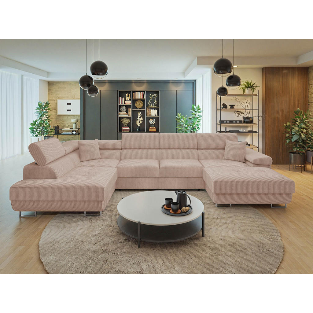 Thumbnail - Mirjan24 Wohnlandschaft, Rosa, Textil, 7-Sitzer, links montierbar,Rechteckig, 346x90x203 cm, Wohnzimmer, Sofas & Couches...