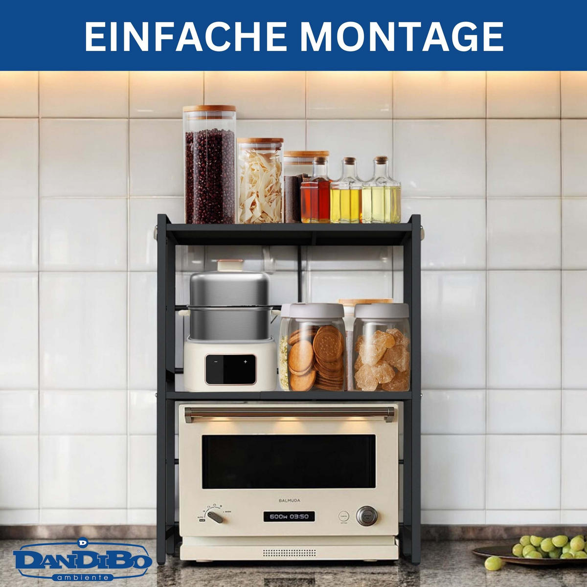 MIRKOWELLENREGAL 3 Stufig Verstellbar 40 - 64 cm Metall - Schwarz, Metall (64/78/36cm) - DanDiBo