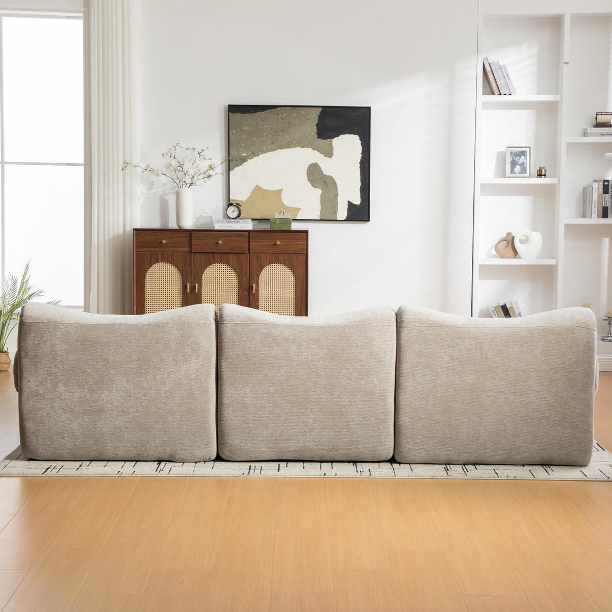 ECKSOFA 284.5/181/72.5 cm Grau Chenille mit 1 Fußhocker - Grau, Textil (284.5/181cm) - Oxeza