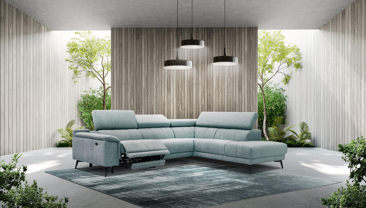 ECKSOFA FIERO 5-Sitzer mit 1 Relaxfunktion, mintgrün - Mintgrün, Holzwerkstoff/Textil (290/228cm) - Courtois Laville