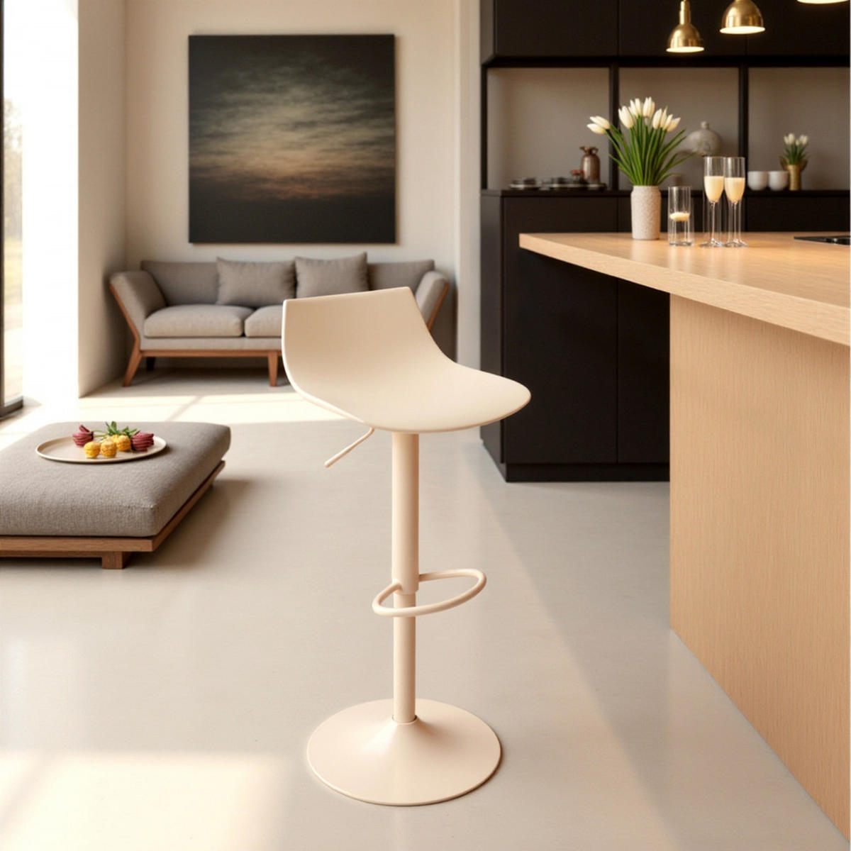 BARHOCKER - Metall - Beige - 2er-Set - Beige, Metall (40/74/42cm) - Drawer