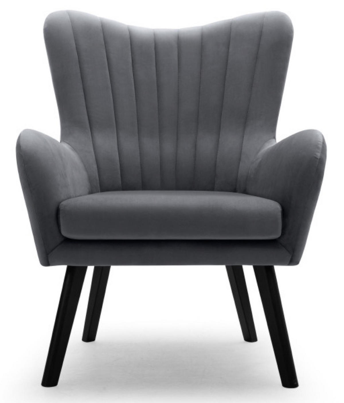 SESSEL Dunkelgrau TEDI Auf Holzbeinen Gepolstert Velluto - Grau, Textil (76/100/78cm) - Sepro Meble