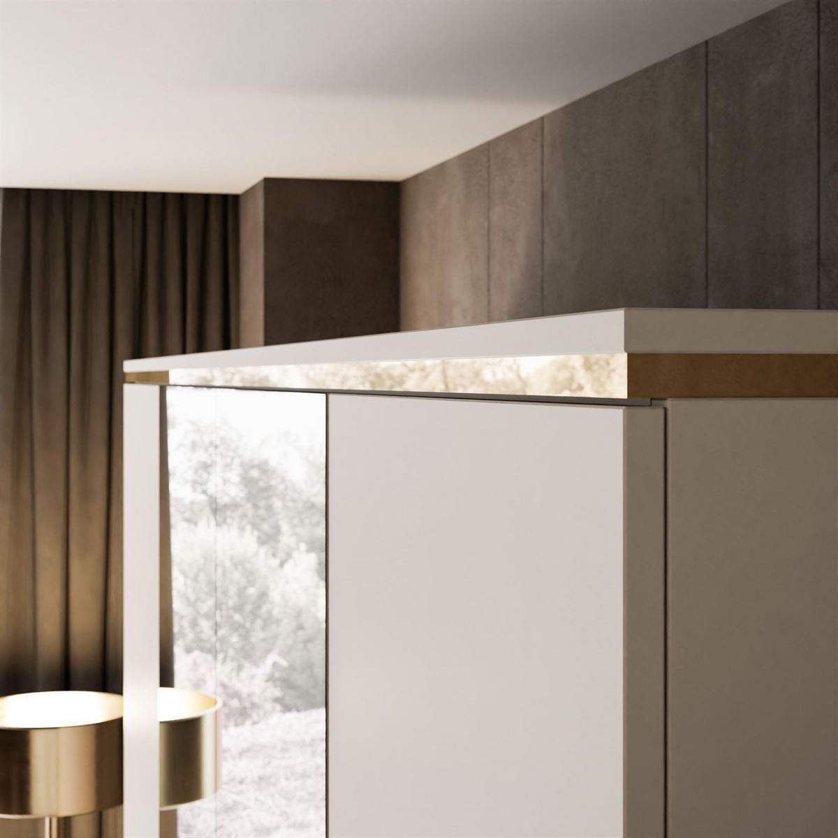 KLEIDERSCHRANK AURORA 4D mit Spiegel - Kaschmir, Holzwerkstoff (200/213/57cm) - Lookway